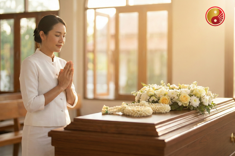 ขั้นตอนการอธิษฐานจิตและกรวดน้ำหลังทำบุญโลงศพ