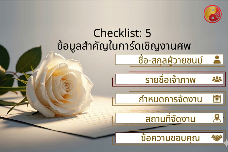 องค์ประกอบหลักที่ต้องมีในตัวอย่างการ์ดเชิญงานศพมีอะไรบ้าง