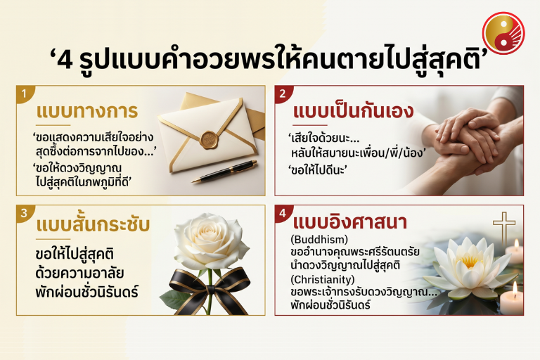 4 รูปแบบคำอวยพรให้คนตายไปสู่สุคติ