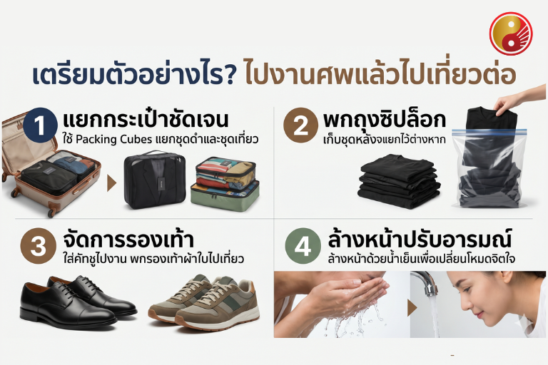 เตรียมตัวอย่างไร ไปงานศพแล้วไปเที่ยวต่อ