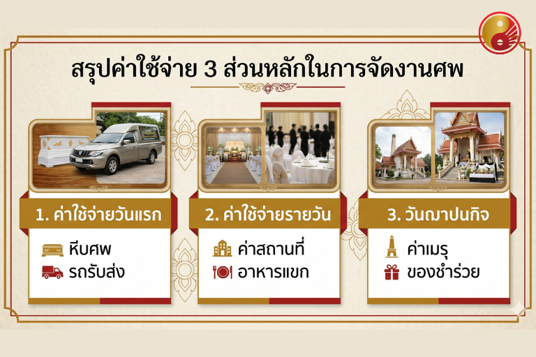 สรุปค่าใช้จ่าย 3 ส่วนหลักในการจัดงานศพ