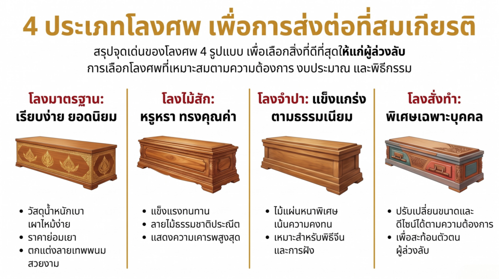 เจาะลึกรายละเอียดโลงศพ 4 ประเภท