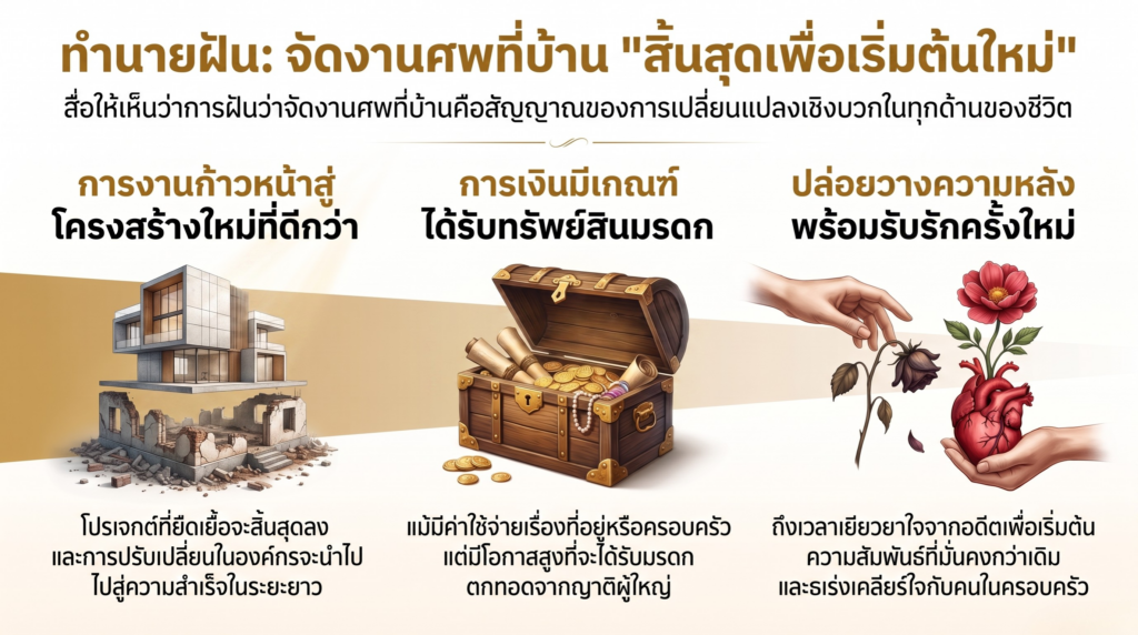 ทำนายฝันว่าจัดงานศพที่บ้านในแต่ละด้านของชีวิต