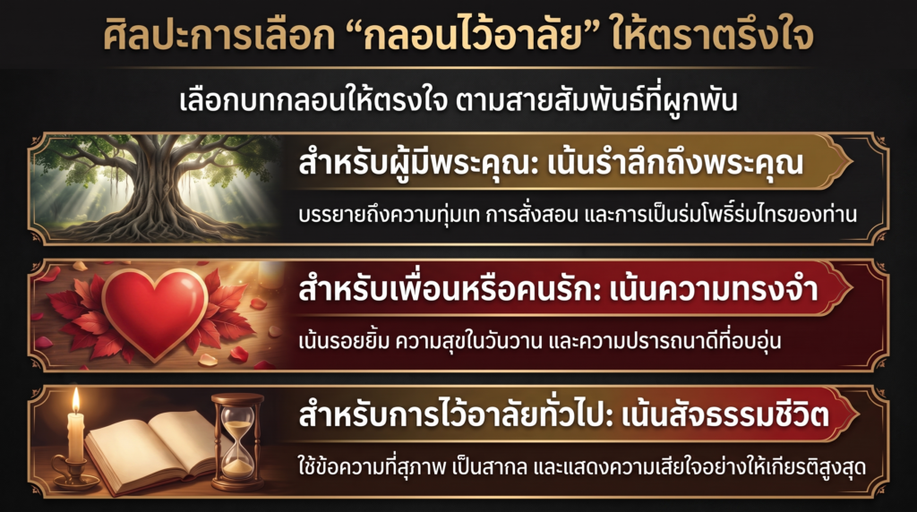 แนะนำแนวทางการใช้กลอนสูญเสียบุคคลอันเป็นที่รัก